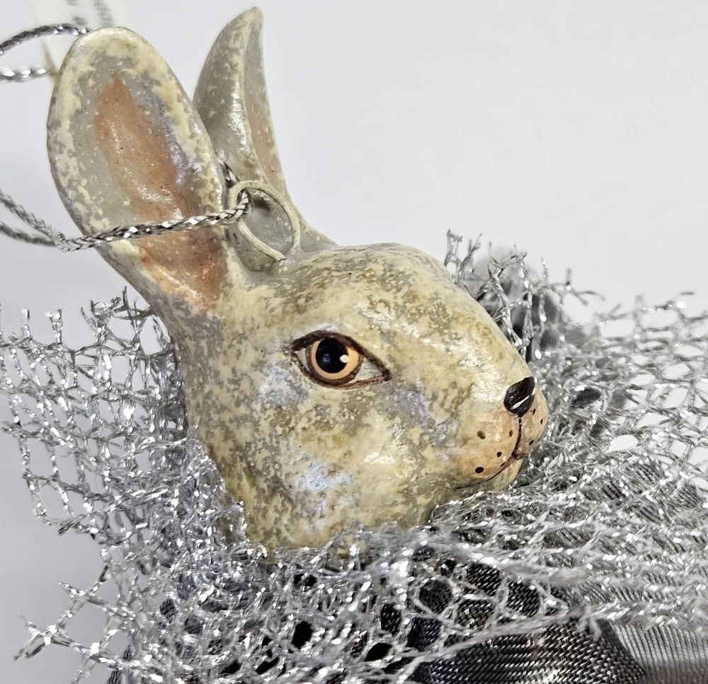 NEW VINTAGE Katherine's Collection Bunny Charm Bell Bag Ornament Wayne Kleski